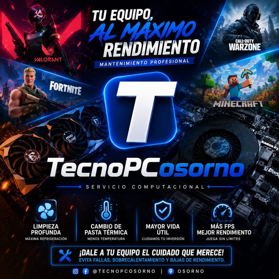 Mantención profesional de PC gamer - TecnoPC Osorno