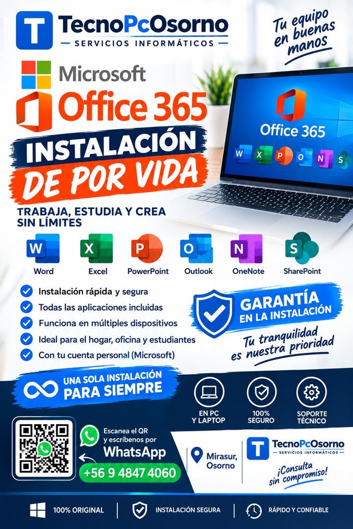 Instalación de Office 365 - TecnoPC Osorno